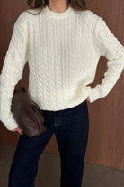 Erin Premium Saç Örgü Bisiklet Yaka Kalın Triko Kazak - Livio Ferri