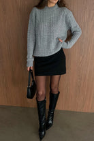 Erin Premium Saç Örgü Bisiklet Yaka Kalın Triko Kazak - Livio Ferri