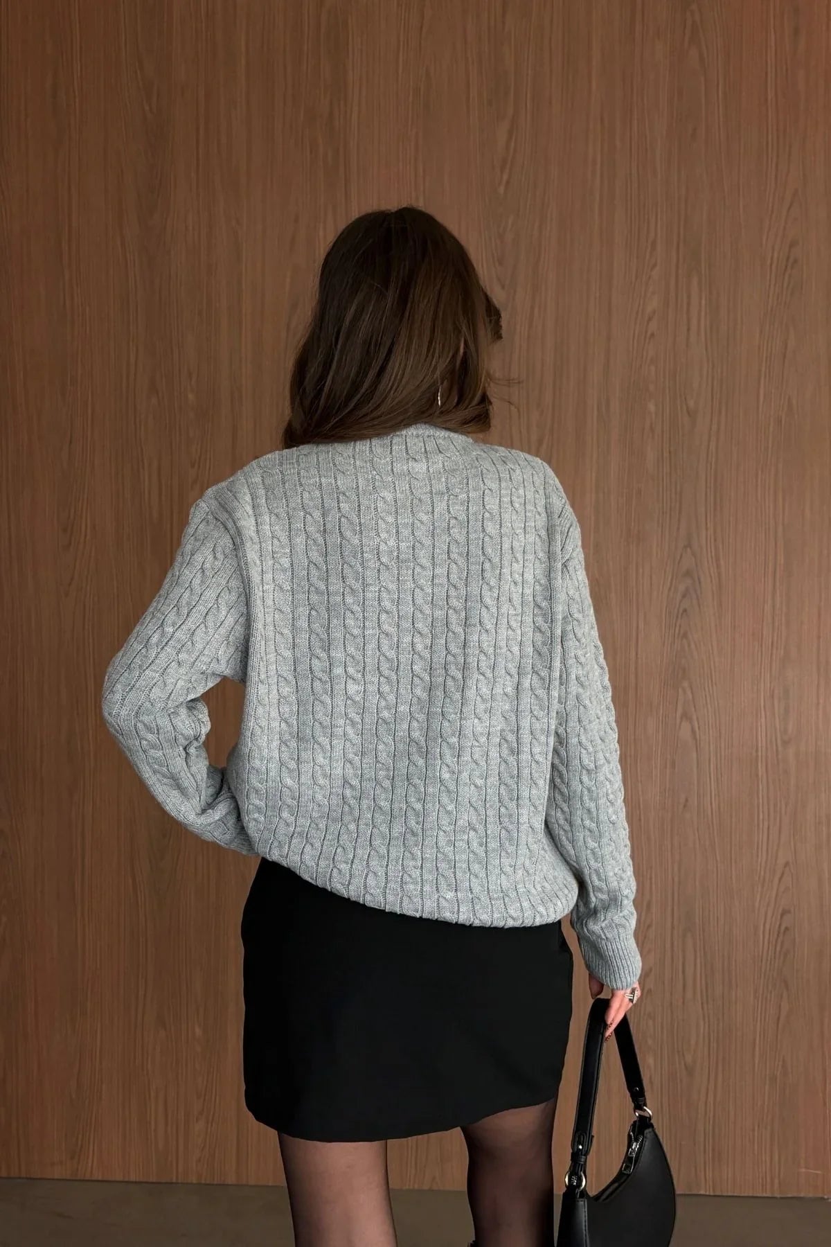 Erin Premium Saç Örgü Bisiklet Yaka Kalın Triko Kazak - Livio Ferri