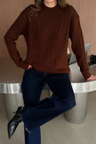 Erin Premium Saç Örgü Bisiklet Yaka Kalın Triko Kazak - Livio Ferri