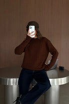 Erin Premium Saç Örgü Bisiklet Yaka Kalın Triko Kazak - Livio Ferri