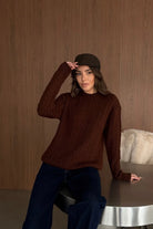 Erin Premium Saç Örgü Bisiklet Yaka Kalın Triko Kazak - Livio Ferri