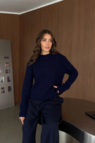 Erin Premium Saç Örgü Bisiklet Yaka Kalın Triko Kazak - Livio Ferri