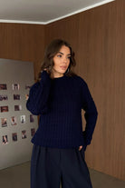 Erin Premium Saç Örgü Bisiklet Yaka Kalın Triko Kazak - Livio Ferri