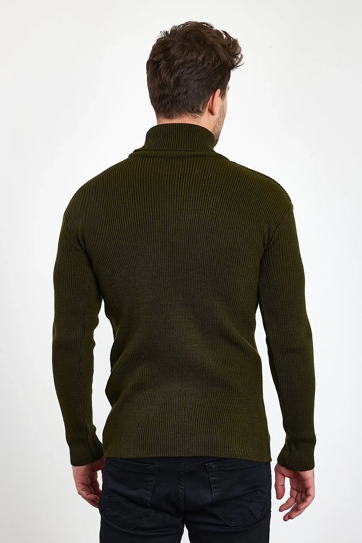 Erkek Balıkçı Yaka Slim Fit Fitilli Triko Kazak