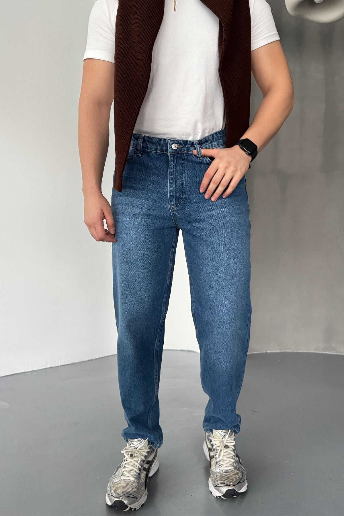 Erkek Basic Boyfriend Kalıp Yıkamalı Kot Pantolon Jean