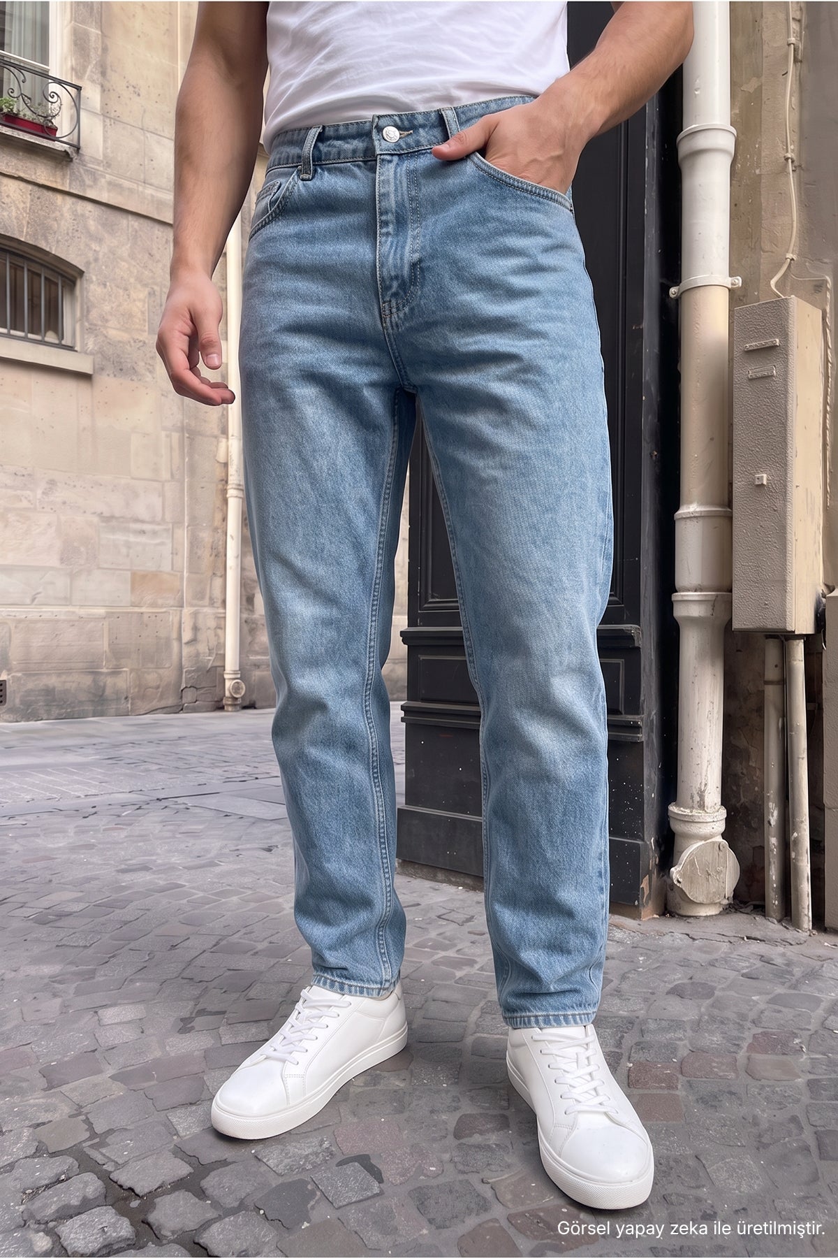 Erkek Basic Boyfriend Kalıp Yıkamalı Kot Pantolon Jean
