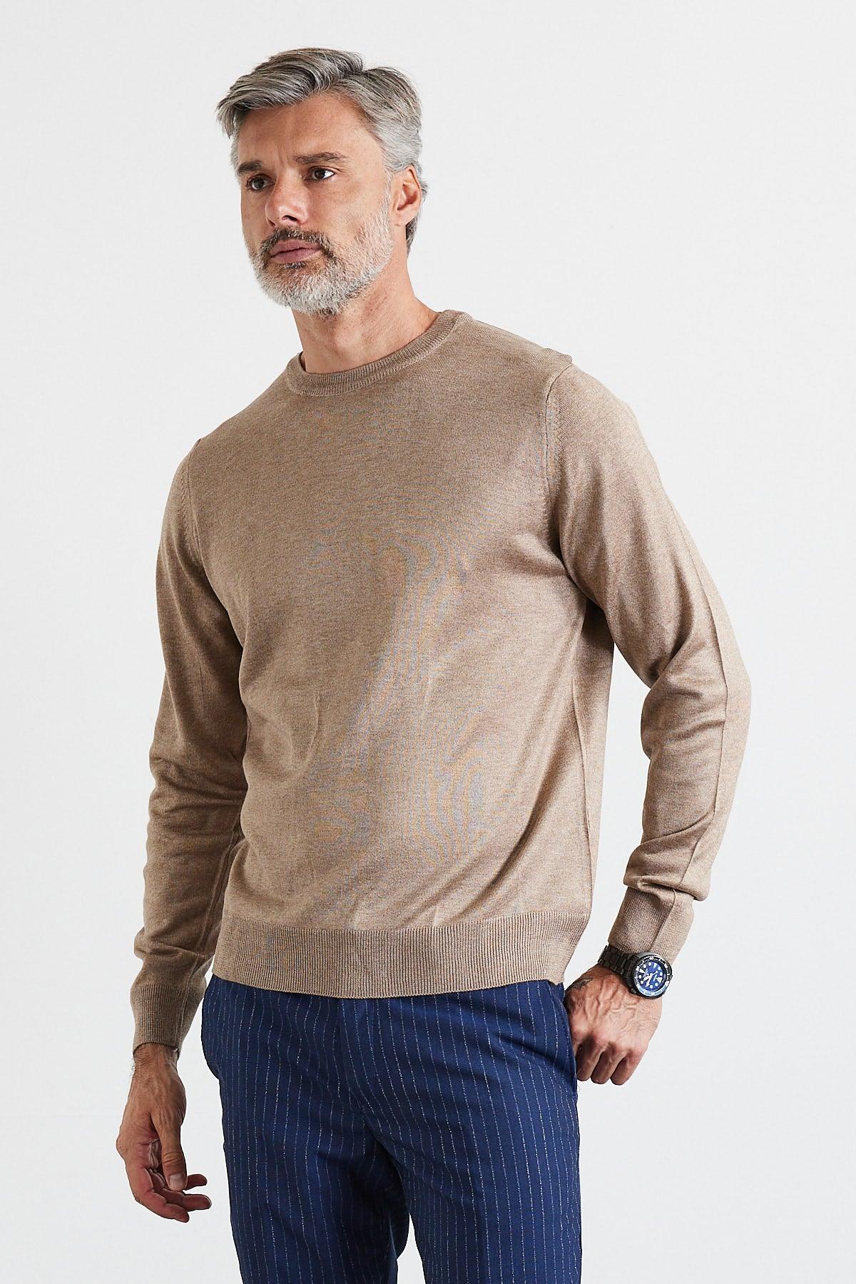 Erkek Büyük Beden Normal Kesim Bisiklet Yaka Triko Kazak - Livio Ferri