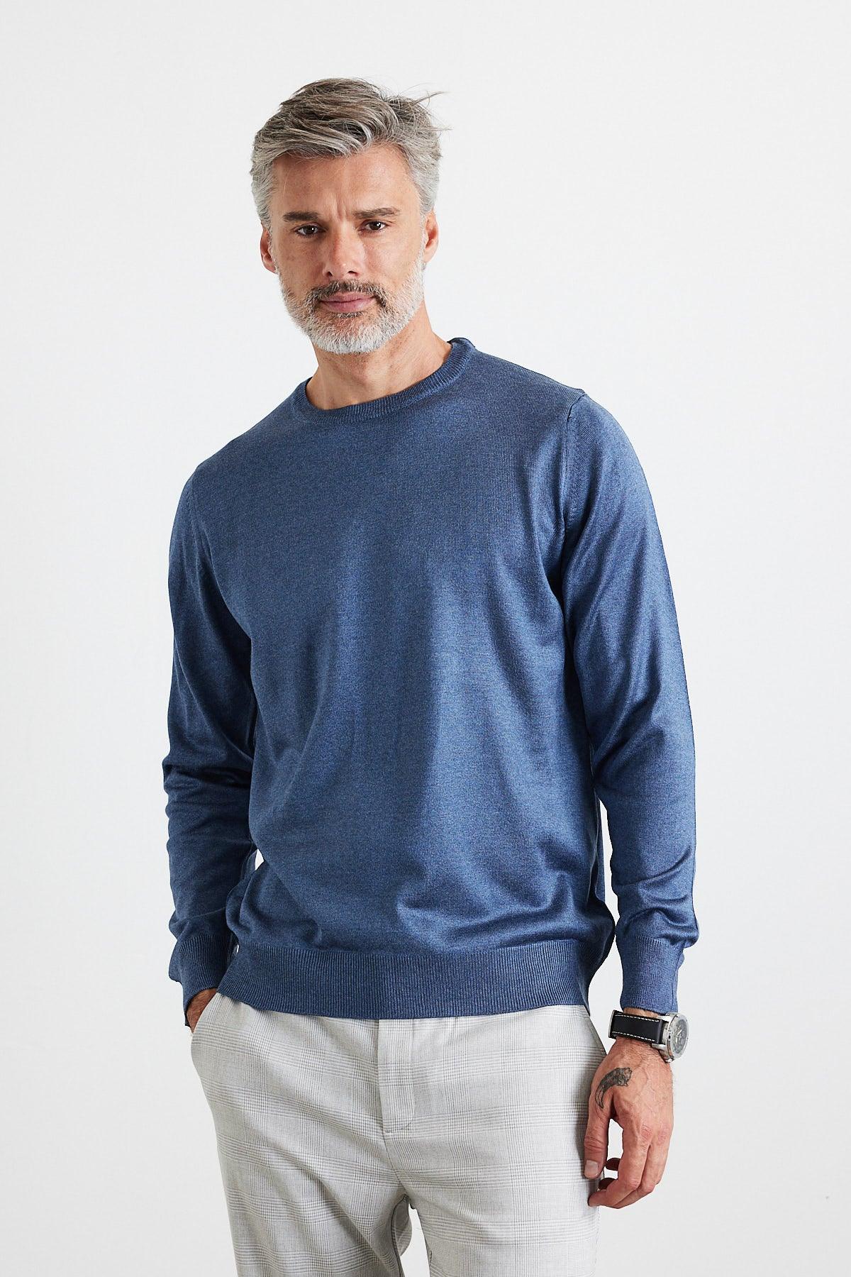 Erkek Büyük Beden Normal Kesim Bisiklet Yaka Triko Kazak - Livio Ferri