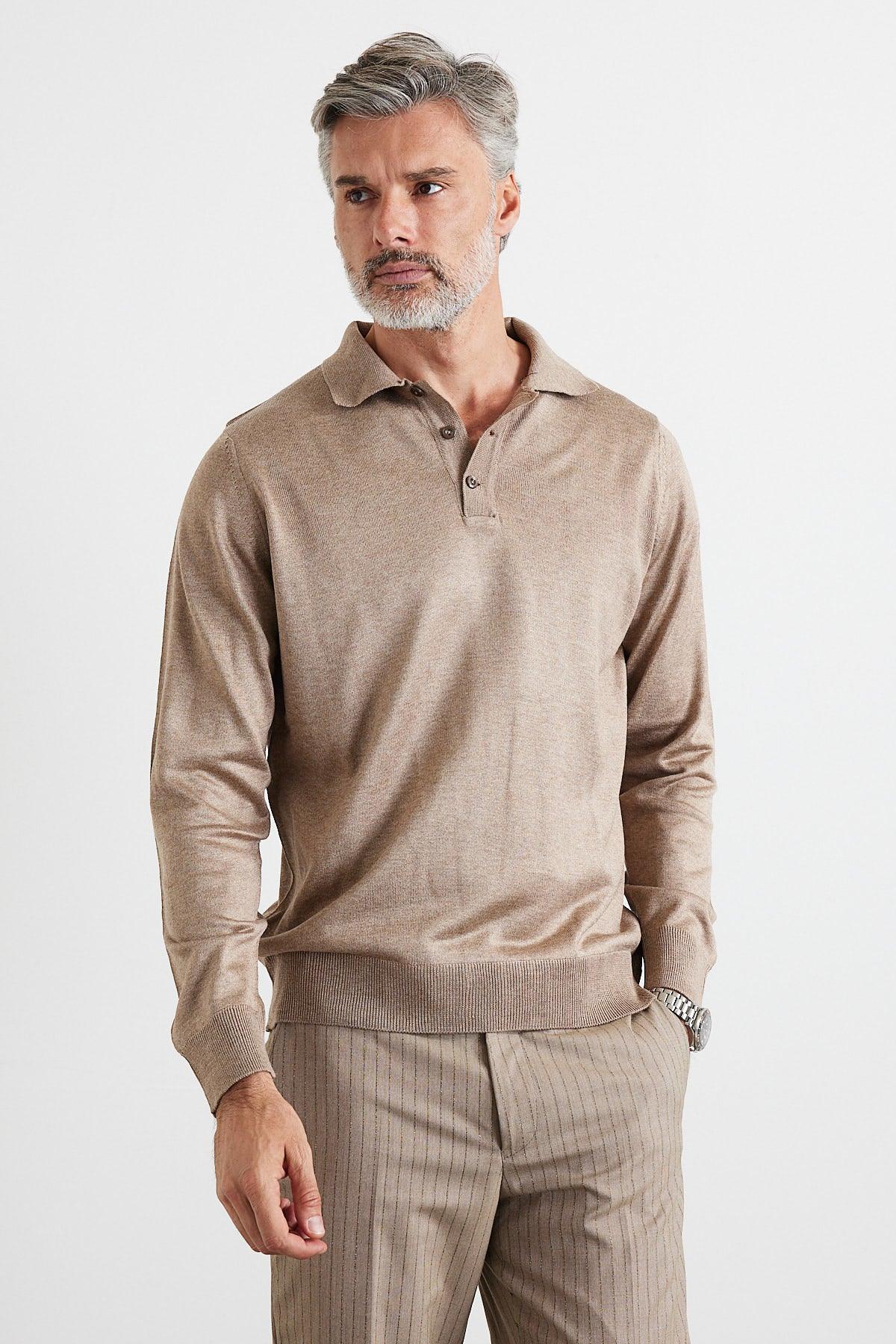 Erkek Büyük Beden Normal Kesim Polo Yaka Triko Kazak