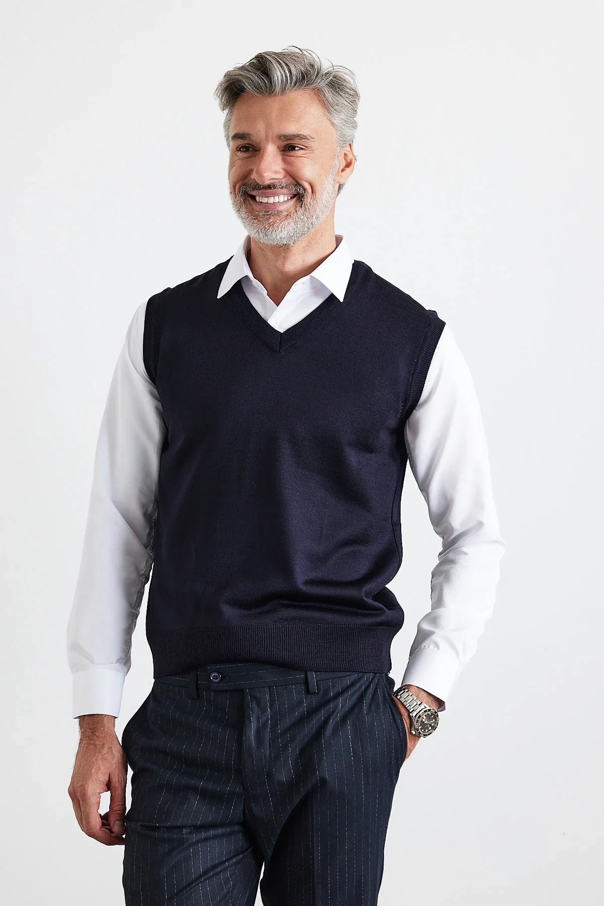 Erkek Büyük Beden Normal Kesim Kolsuz Süveter Triko Kazak