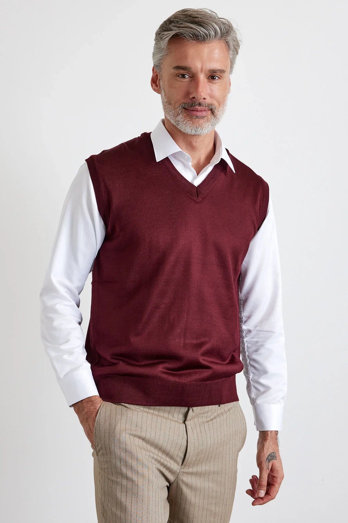 Erkek Büyük Beden Normal Kesim Kolsuz Süveter Triko Kazak