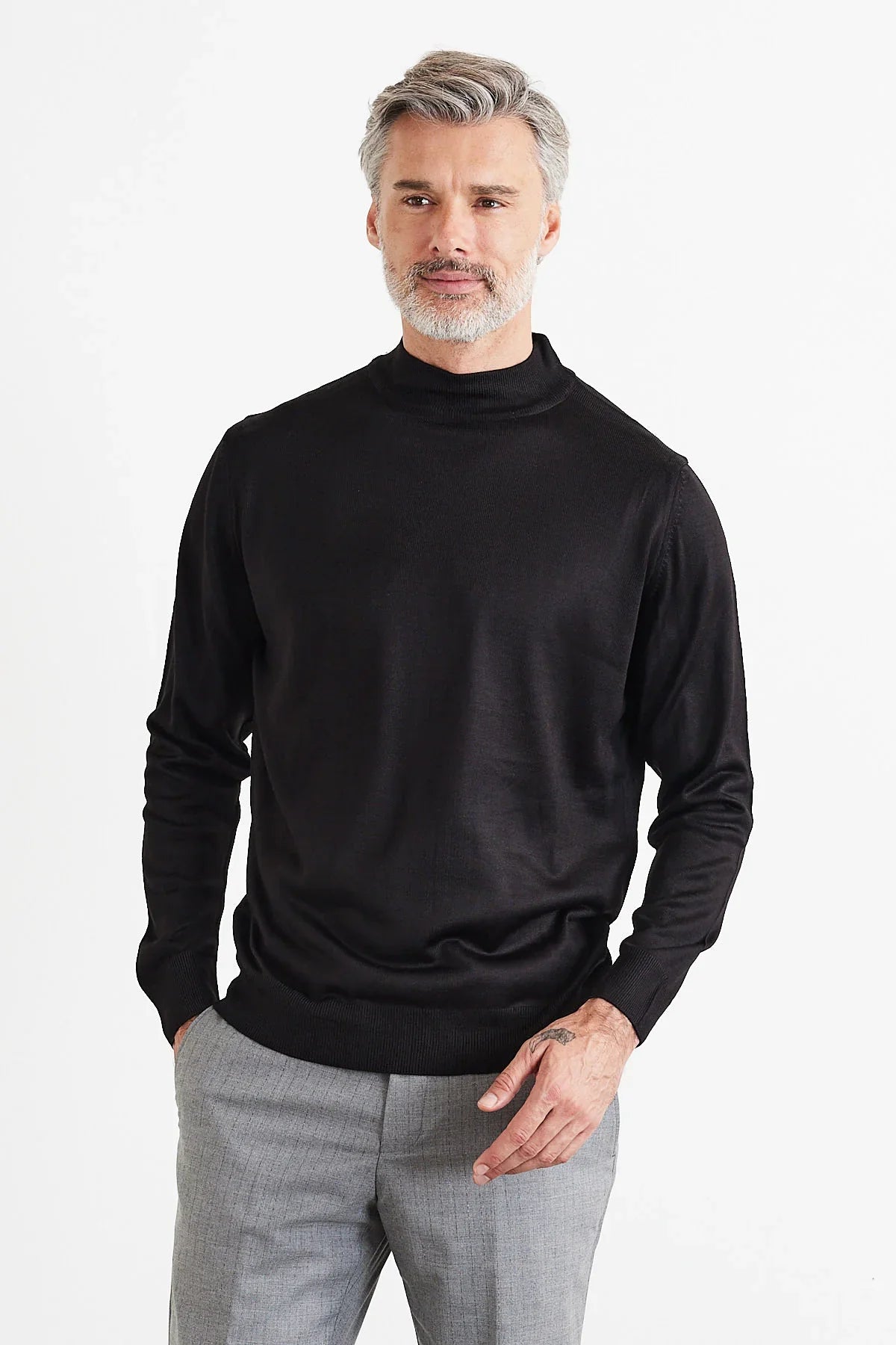 Erkek Büyük Beden Normal Kesim Yarım Balıkçı Yaka Triko Kazak