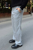 Erkek Kumaş Baggy Kalıp Pileli Pantolon - Livio Ferri