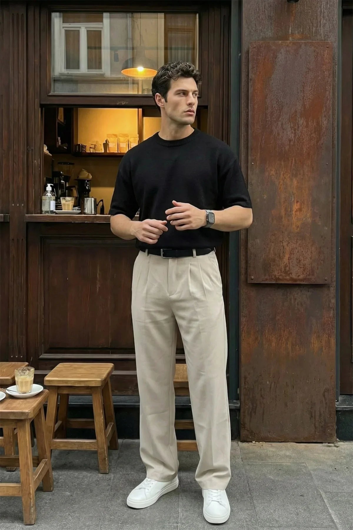 Erkek Kumaş Baggy Kalıp Pileli Pantolon