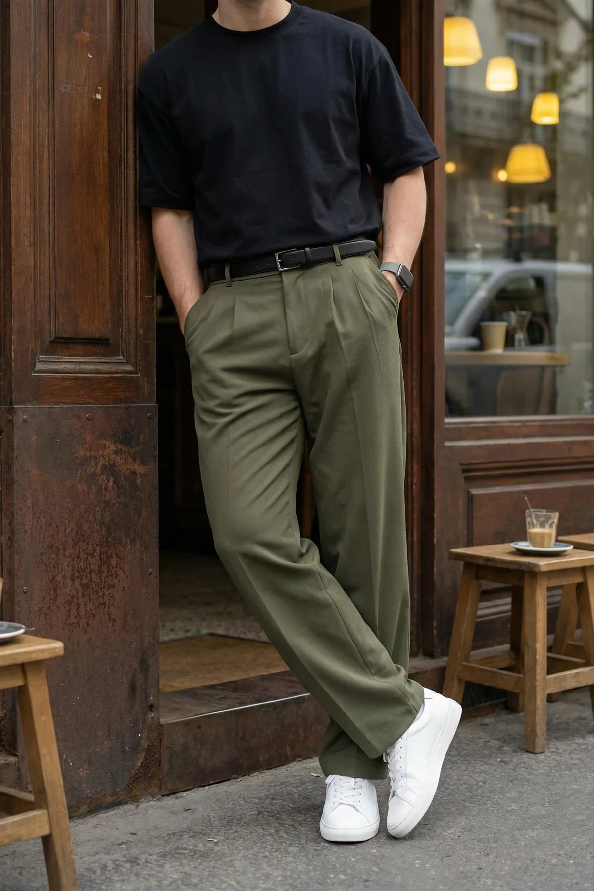 Erkek Kumaş Baggy Kalıp Pileli Pantolon