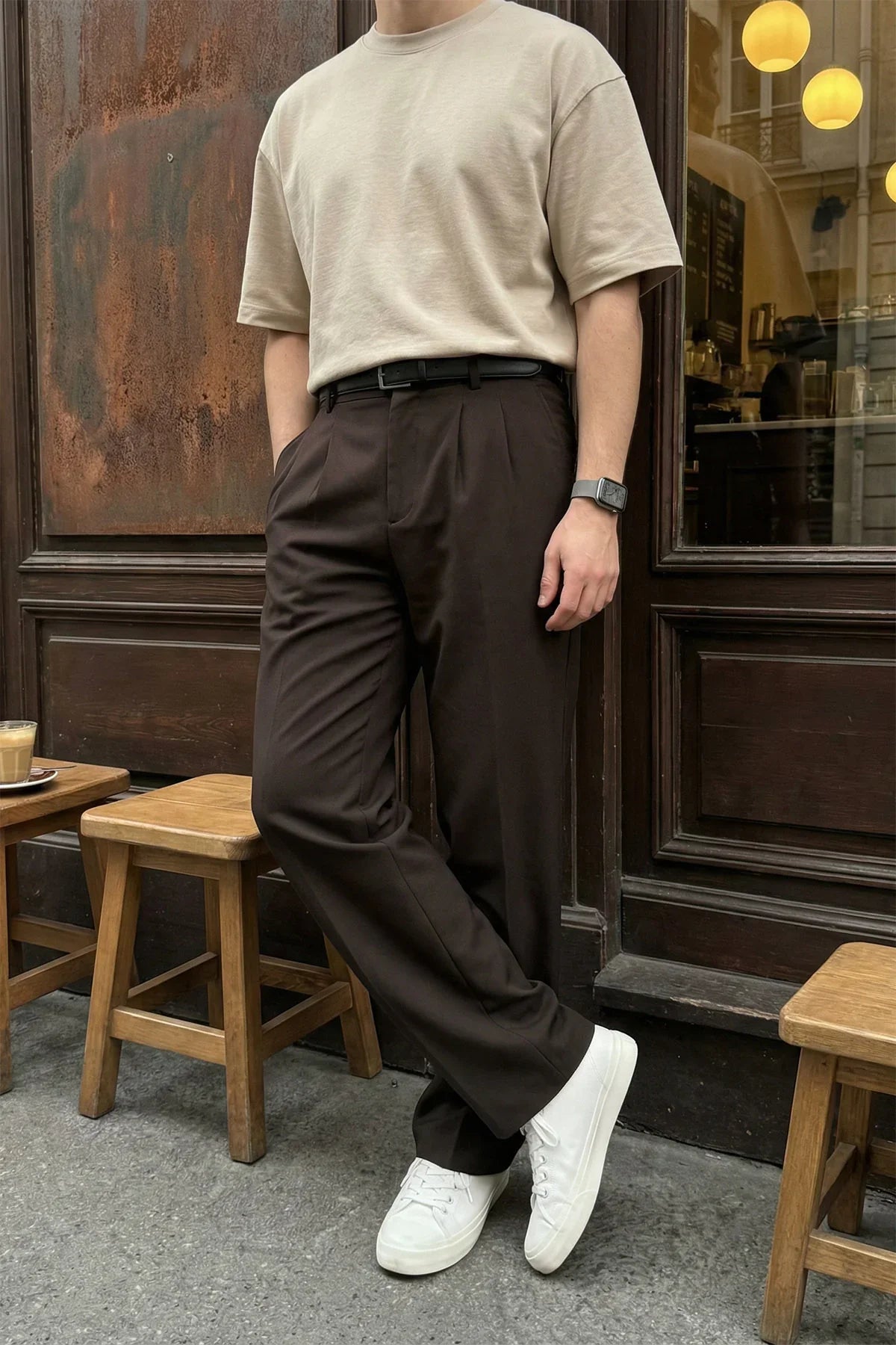 Erkek Kumaş Baggy Kalıp Pileli Pantolon