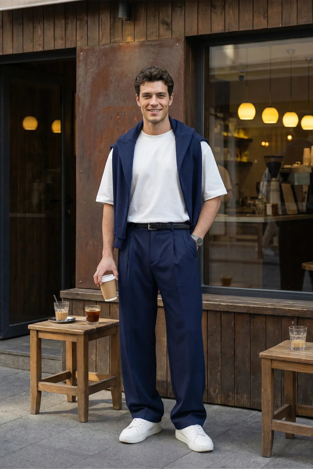 Erkek Kumaş Baggy Kalıp Pileli Pantolon