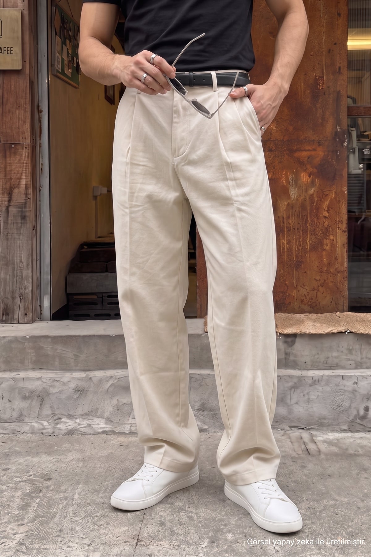 Erkek Kumaş Baggy Kalıp Pileli Pantolon