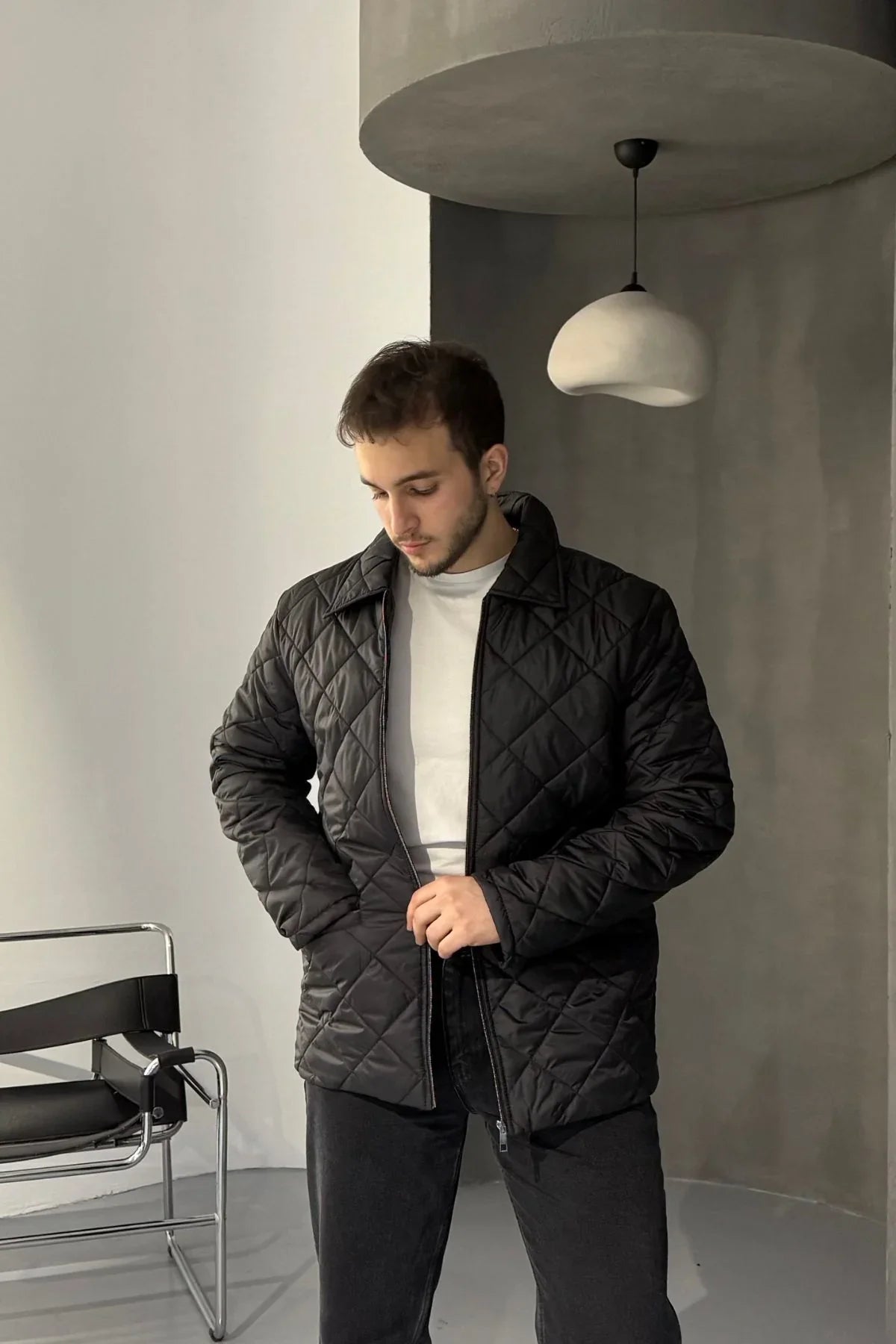 Erkek Regular Fit İçi Desenli Rahat Şık Mont - Livio Ferri