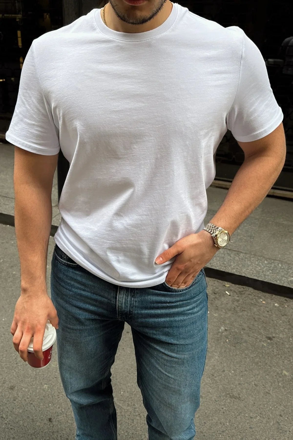 Erkek Regular Fit Yüksek Kalite %100 Pamuk Basic Tişört 24/1 - Livio Ferri