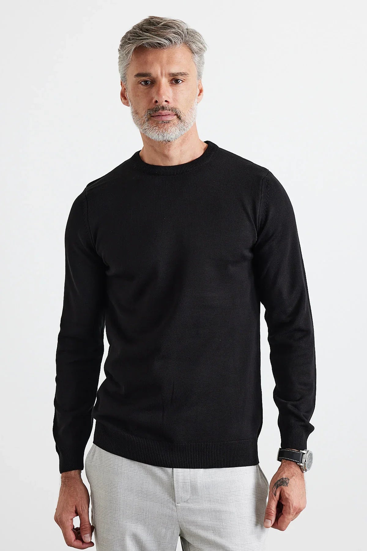 Erkek Slim Fit Dar Kesim Bisiklet Yaka Triko Kazak