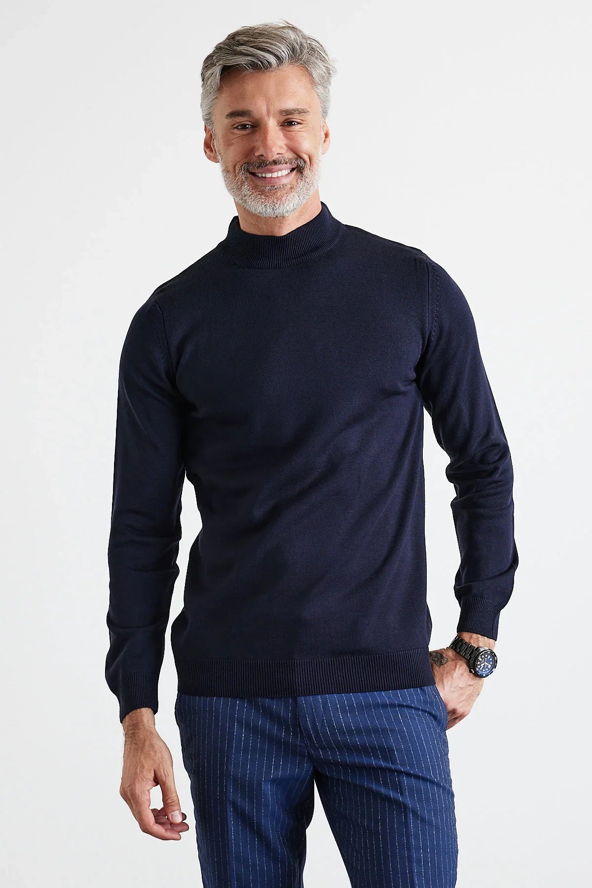 Erkek Slim Fit Dar Kesim Yarım Balıkçı Yaka Triko Kazak