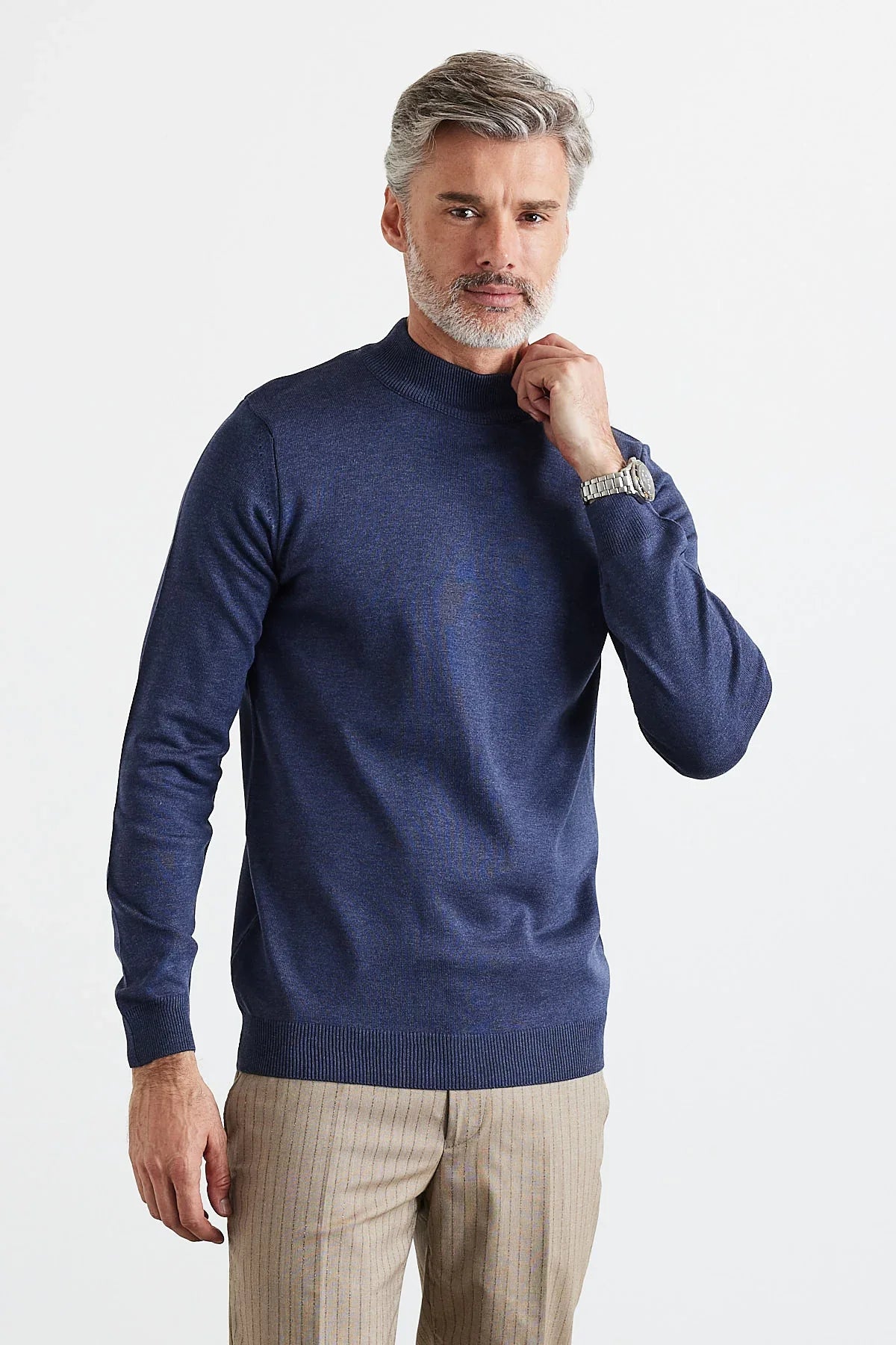 Erkek Slim Fit Dar Kesim Yarım Balıkçı Yaka Triko Kazak