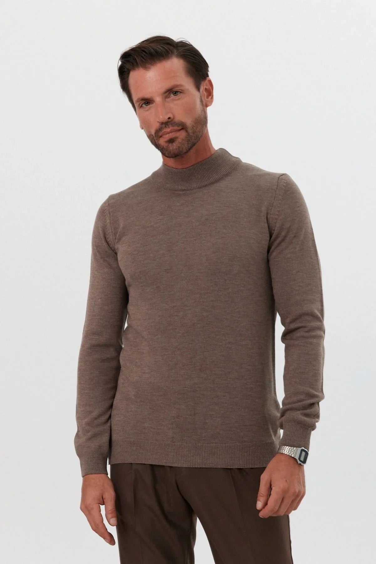 Erkek Slim Fit Dar Kesim Yarım Balıkçı Yaka Triko Kazak