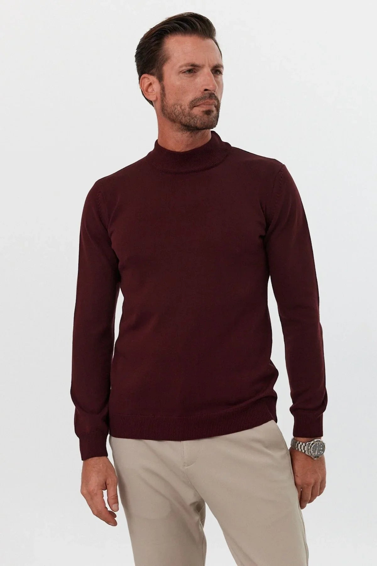 Erkek Slim Fit Dar Kesim Yarım Balıkçı Yaka Triko Kazak