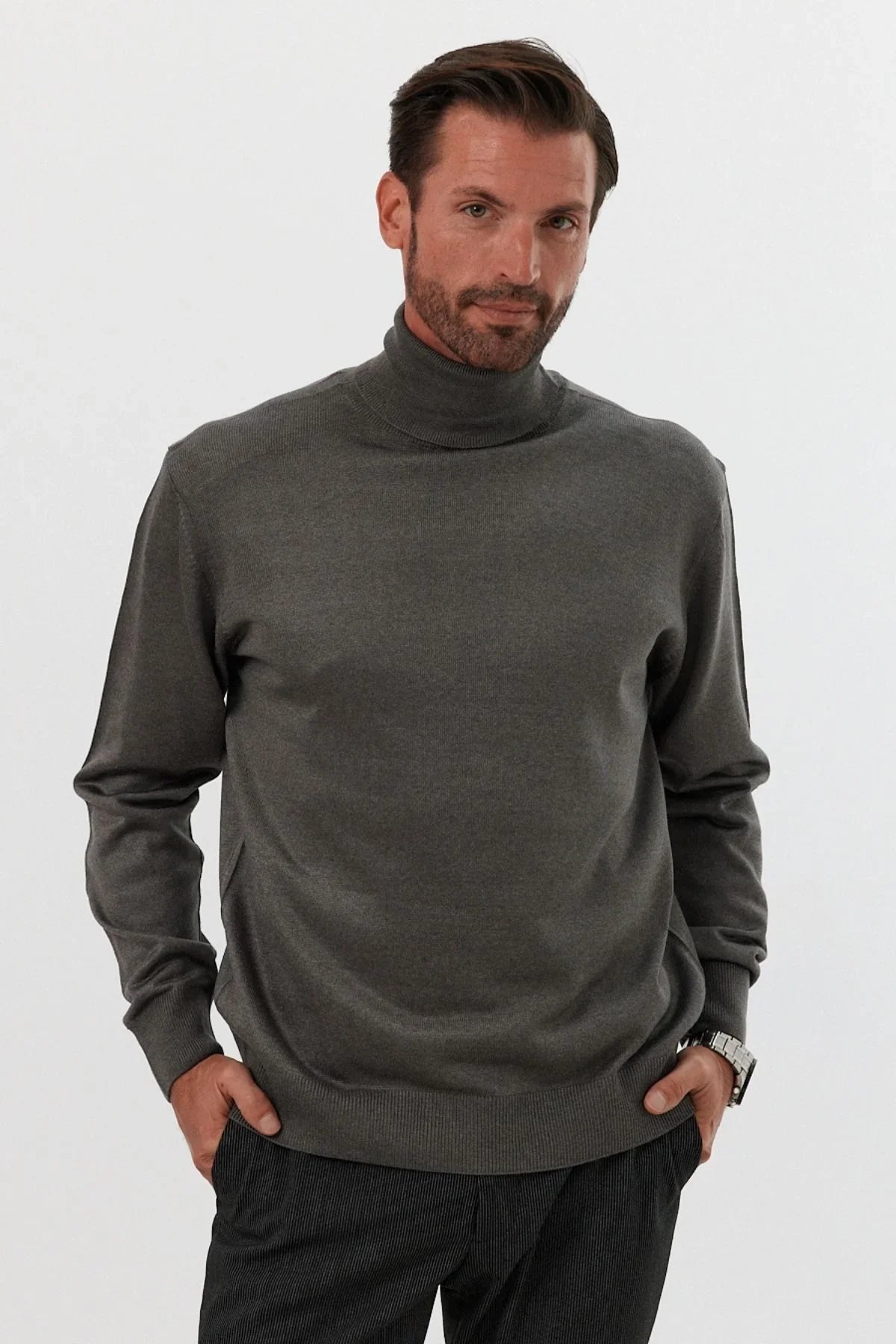 Erkek Standart Fit Normal Kesim Balıkçı Yaka Triko Kazak