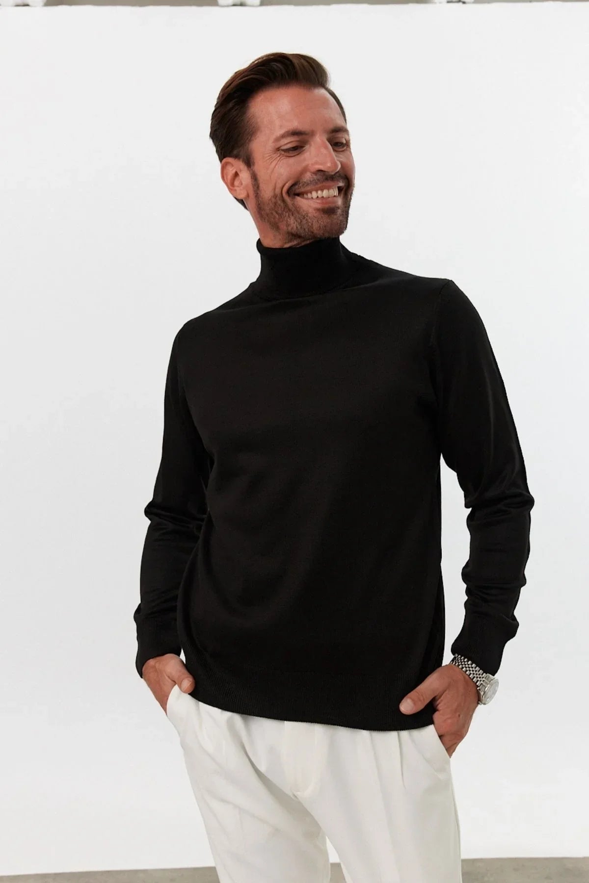 Erkek Standart Fit Normal Kesim Balıkçı Yaka Triko Kazak