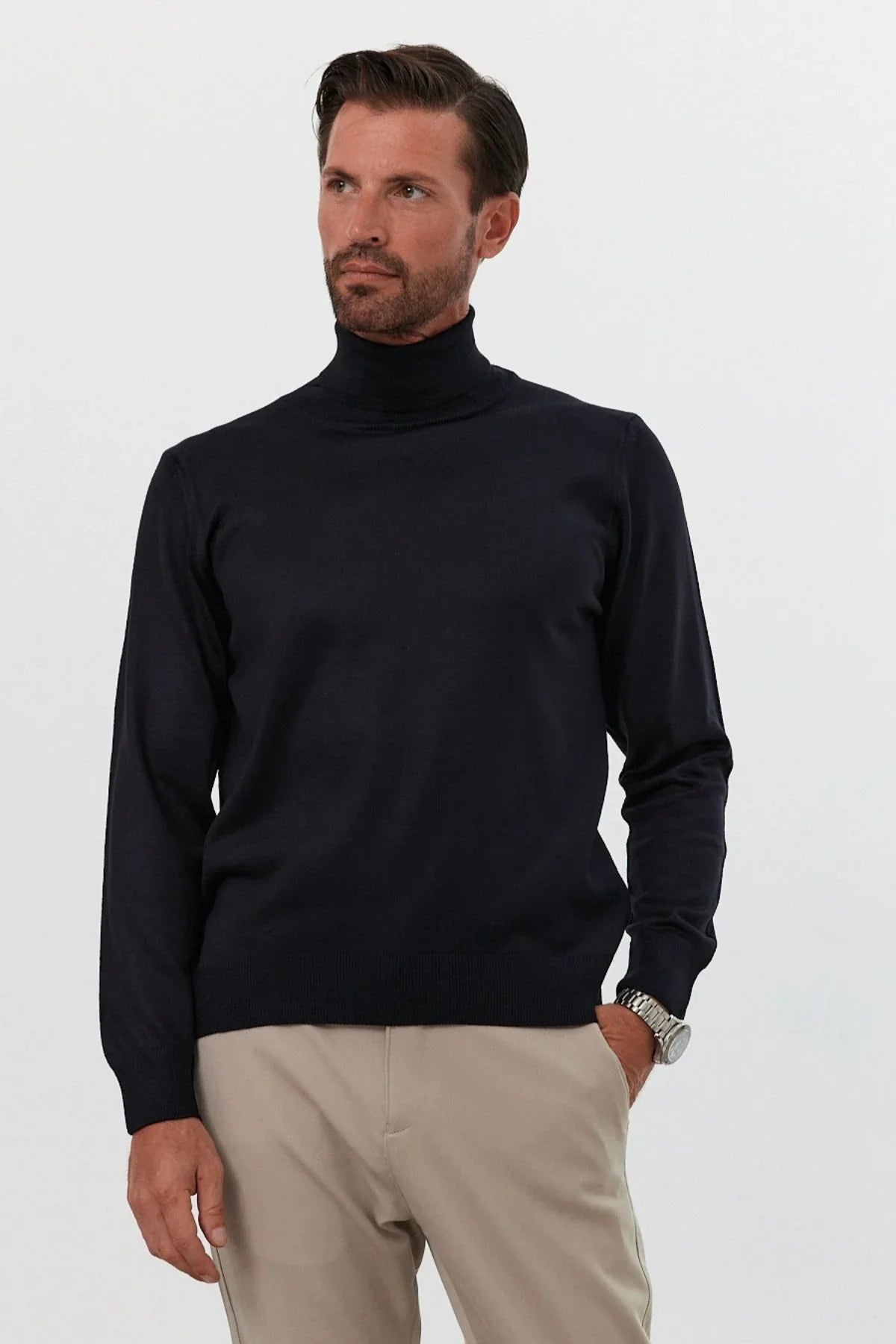 Erkek Standart Fit Normal Kesim Balıkçı Yaka Triko Kazak