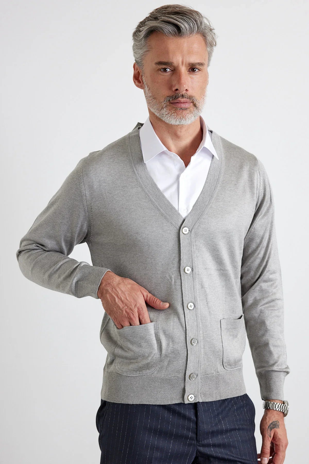 Erkek Standart Fit Normal Kesim Cepli Triko Hırka