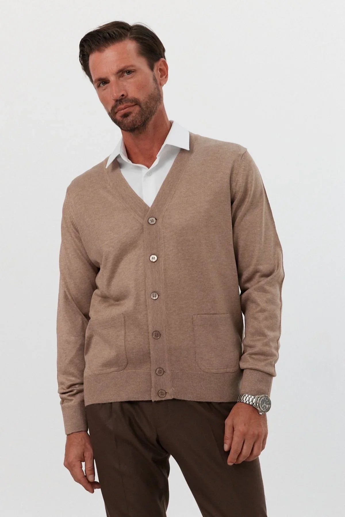 Erkek Standart Fit Normal Kesim Cepli Triko Hırka