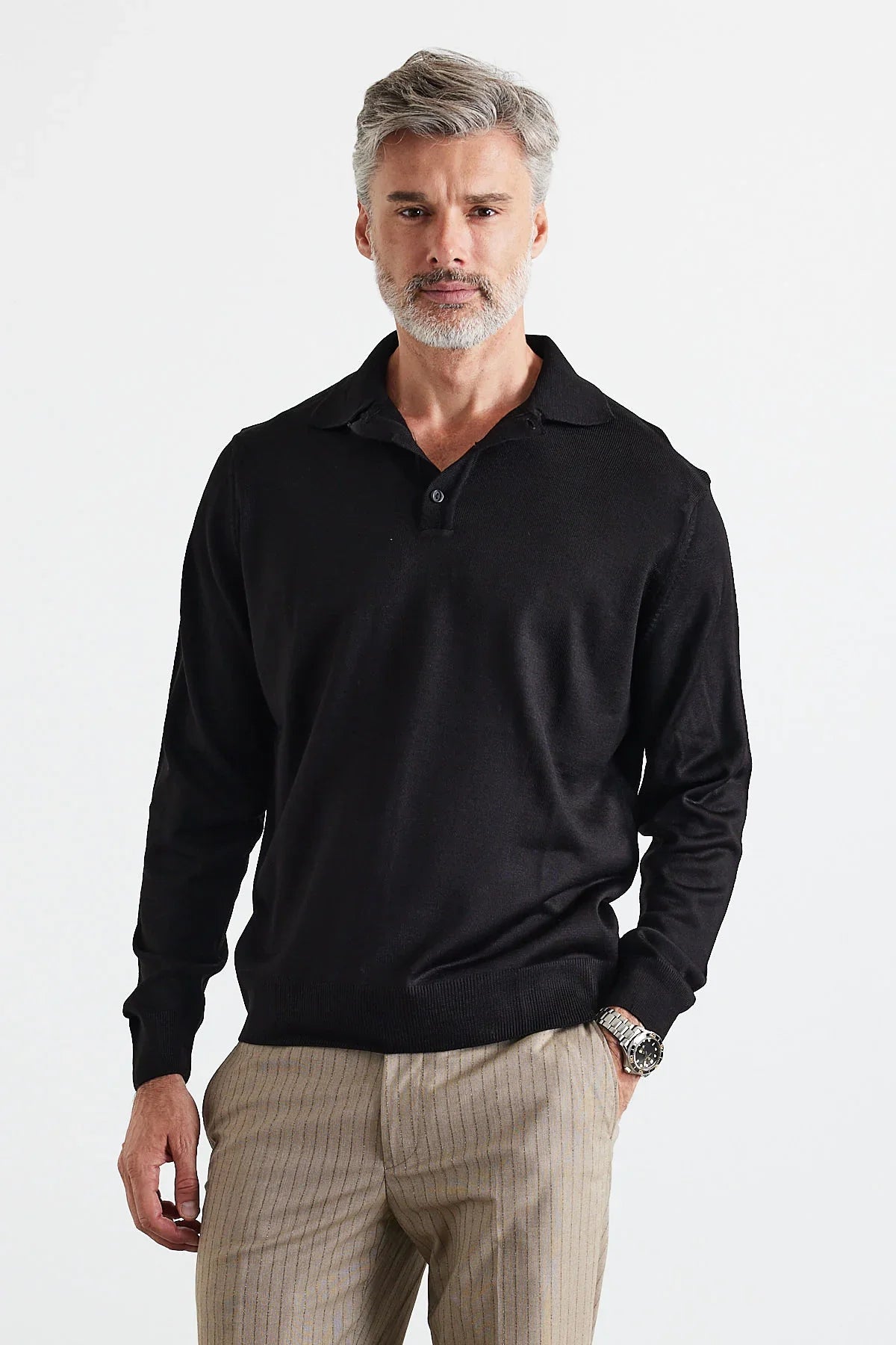 Erkek Standart Fit Normal Kesim Polo Yaka Triko Kazak