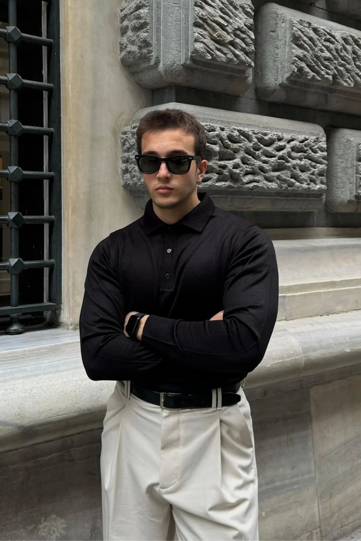 Erkek Standart Fit Normal Kesim Polo Yaka Triko Kazak