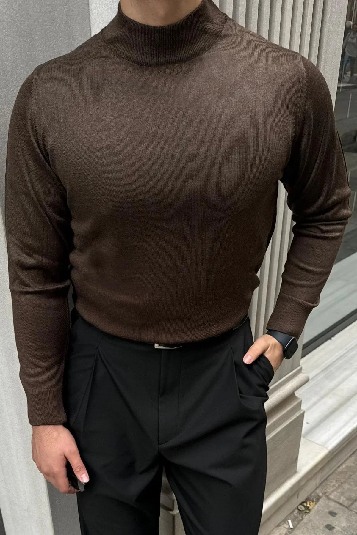 Erkek Standart Fit Normal Kesim Yarım Balıkçı Yaka Triko Kazak