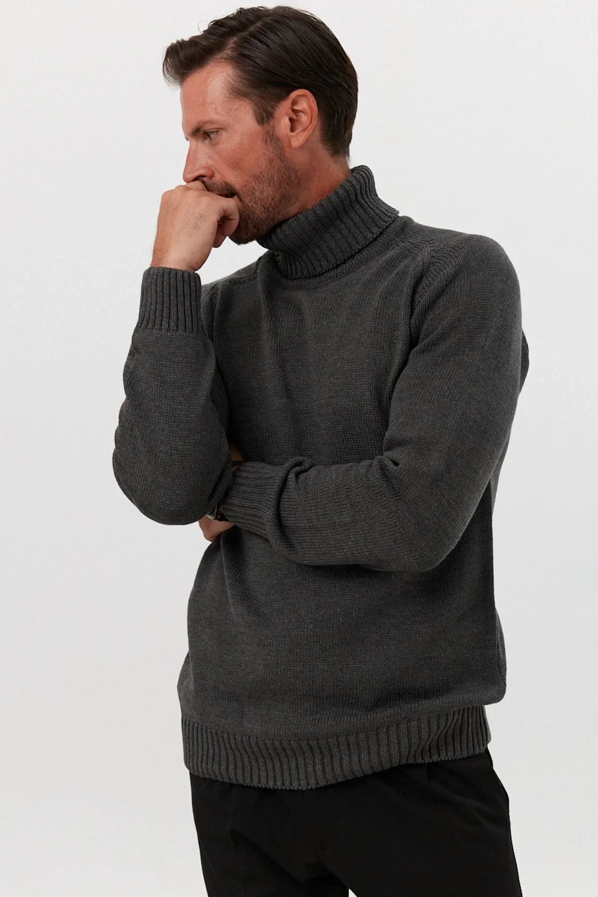 Erkek Tam Balıkçı Yaka Kalın İtalyan Kol Triko Kazak