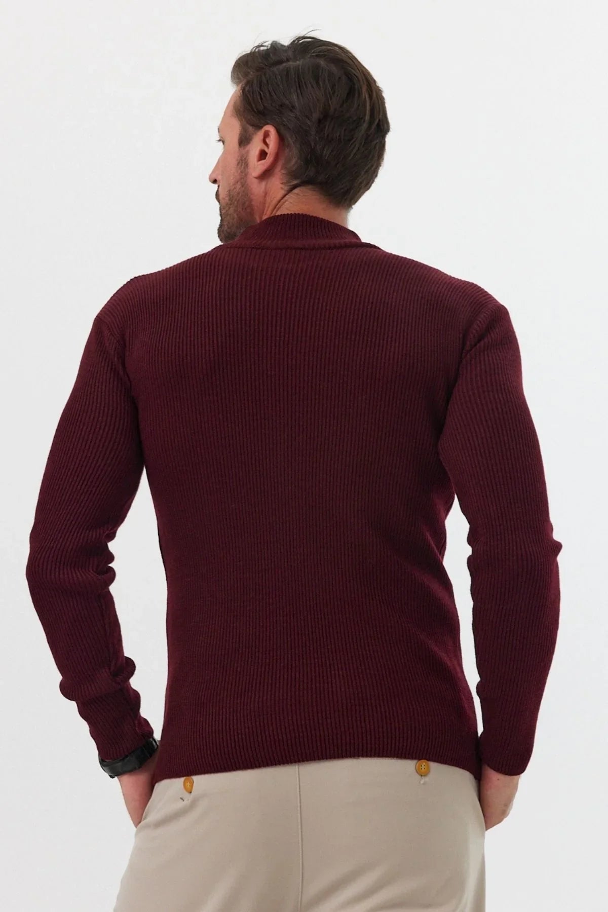 Erkek Yarım Boğazlı Balıkçı Yaka Slim Fit Triko Kazak