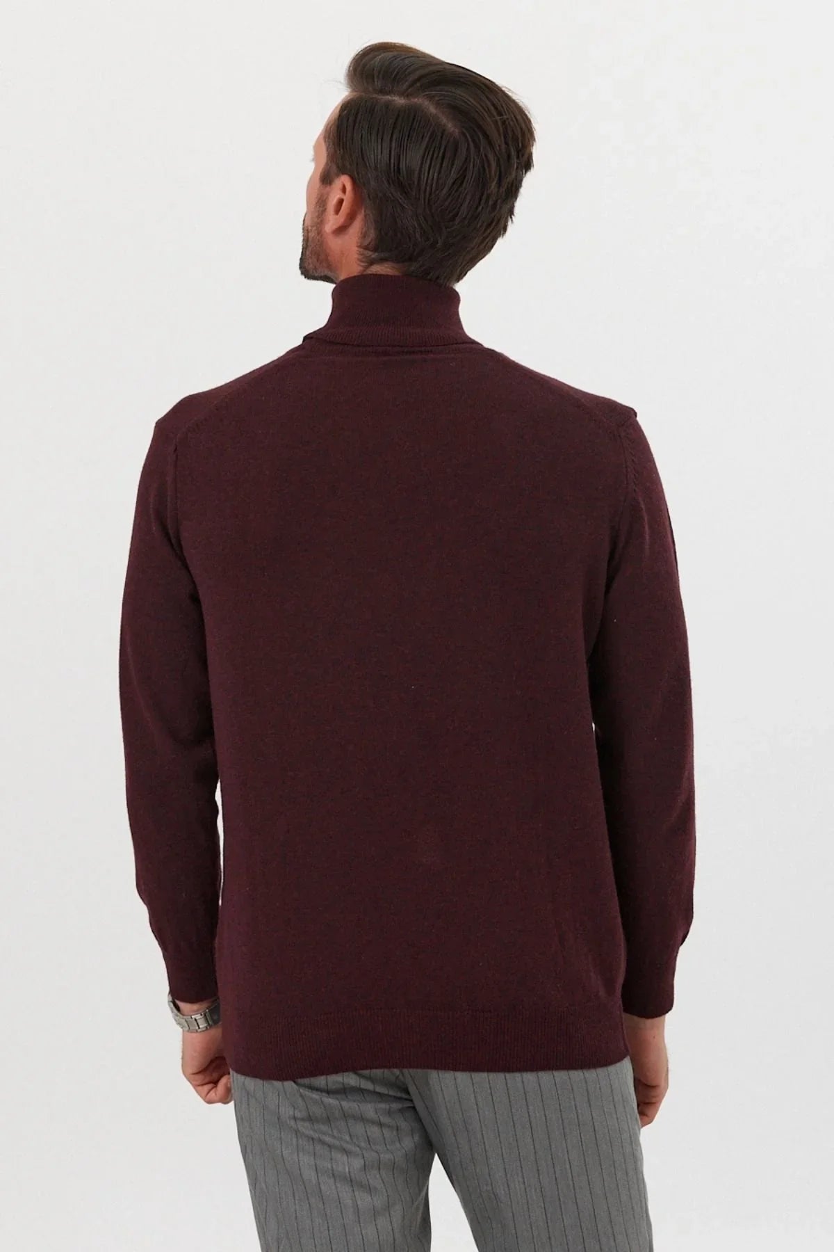 Erkek Yünlü Normal Kalıp Tam Balıkçı Yaka Triko Kazak