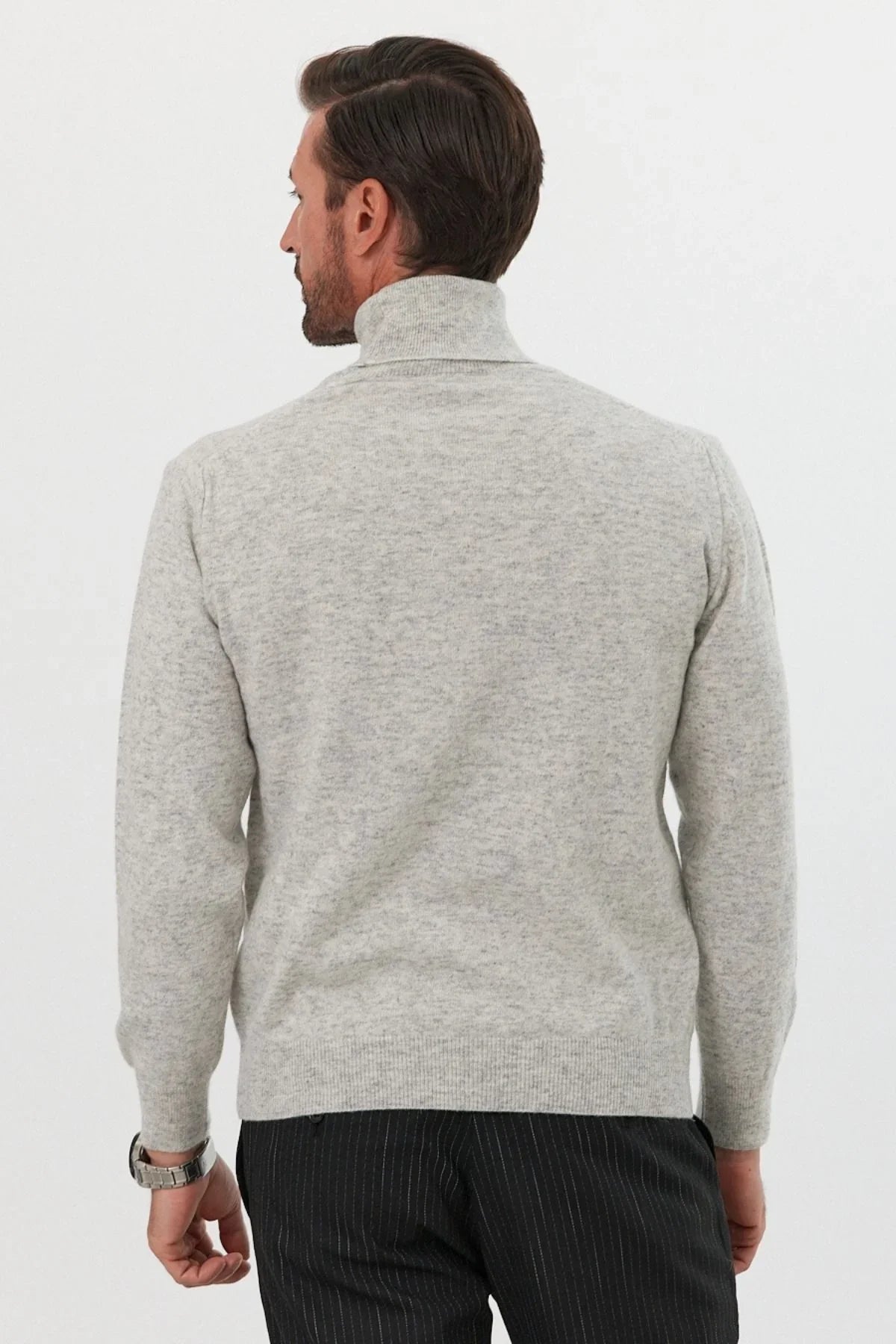 Erkek Yünlü Normal Kalıp Tam Balıkçı Yaka Triko Kazak