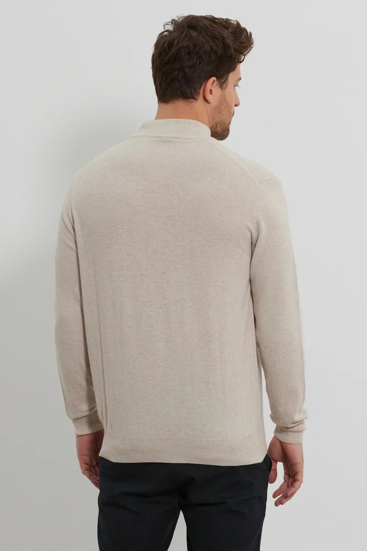 Erkek Yünlü Normal Kalıp Yarım Balıkçı Yaka Triko Kazak