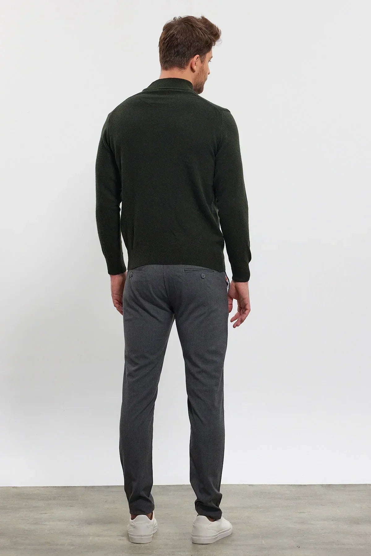 Erkek Yünlü Normal Kalıp Yarım Balıkçı Yaka Triko Kazak