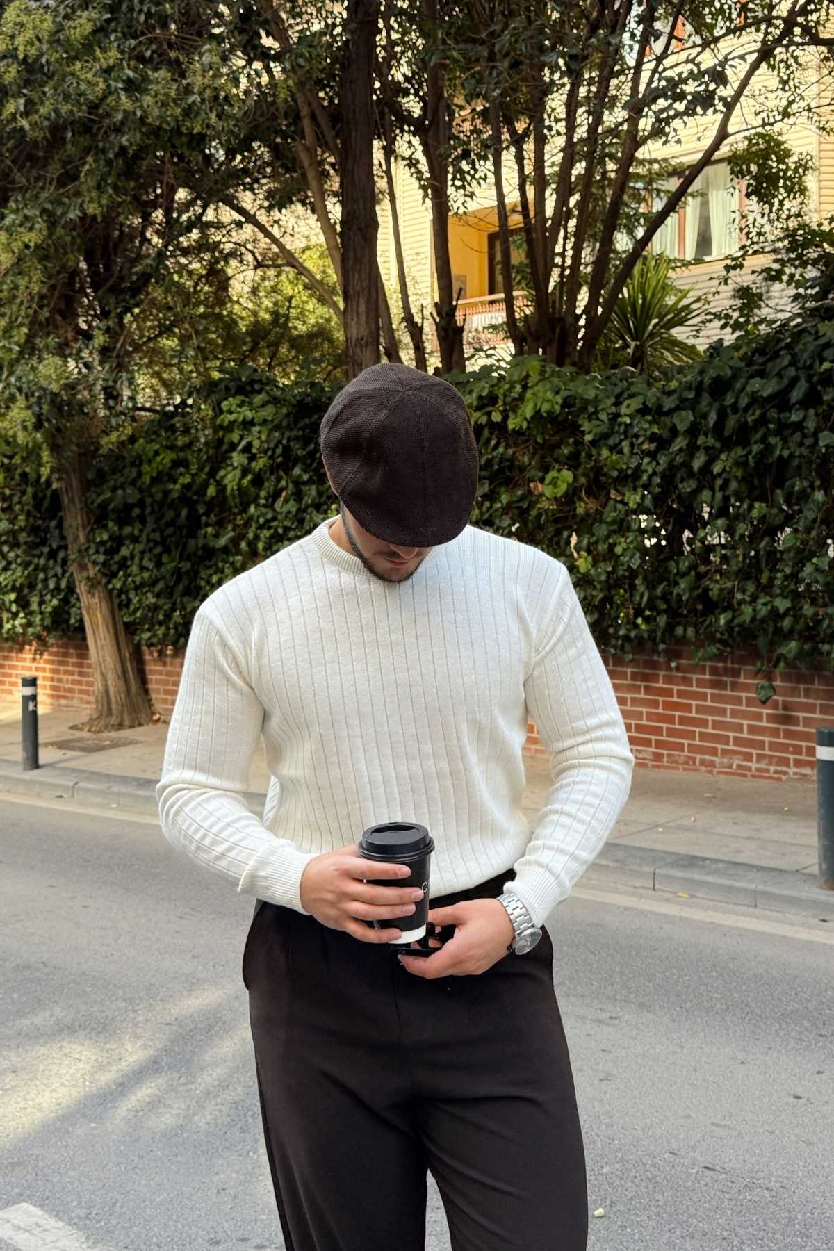 Fella Erkek Fitilli Triko Bisiklet Yaka Regular Fit Kazak