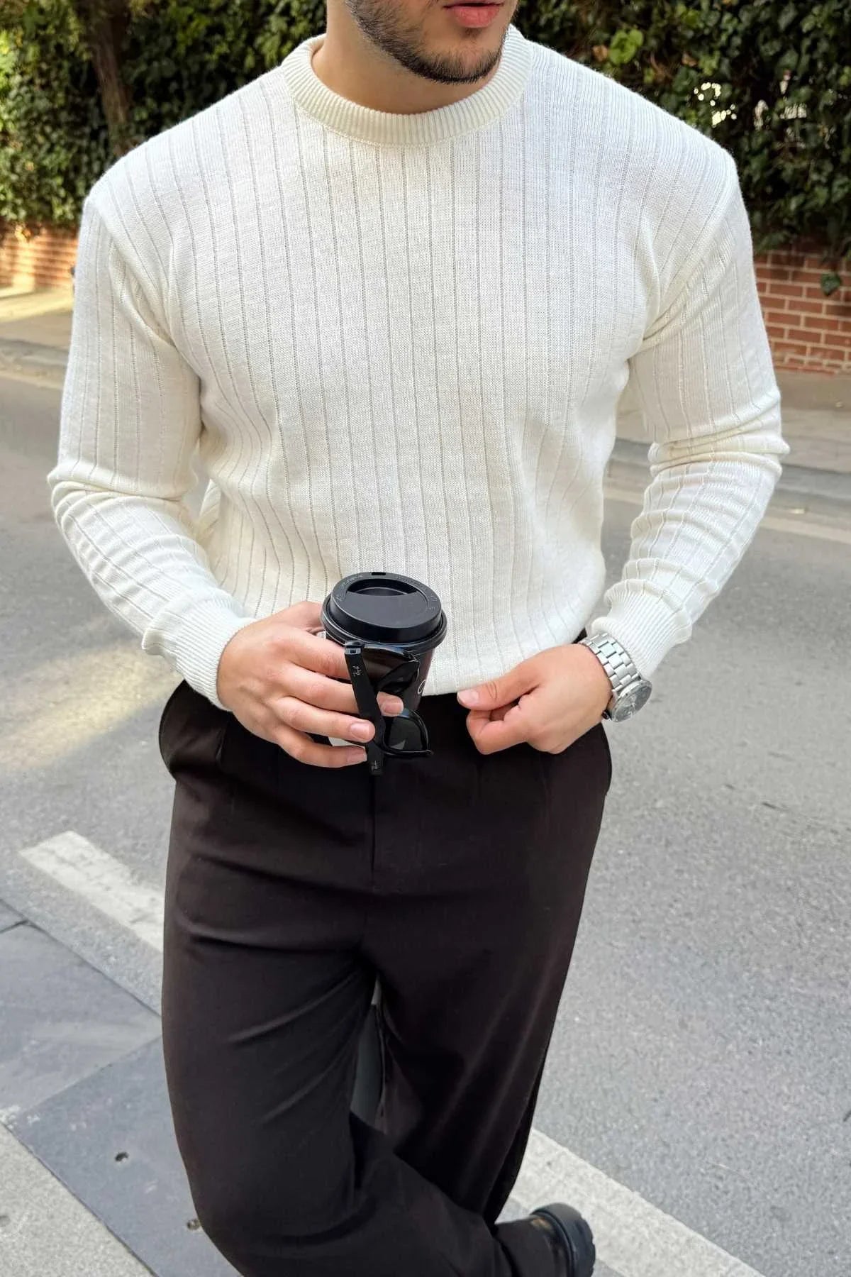 Fella Erkek Fitilli Triko Bisiklet Yaka Regular Fit Kazak