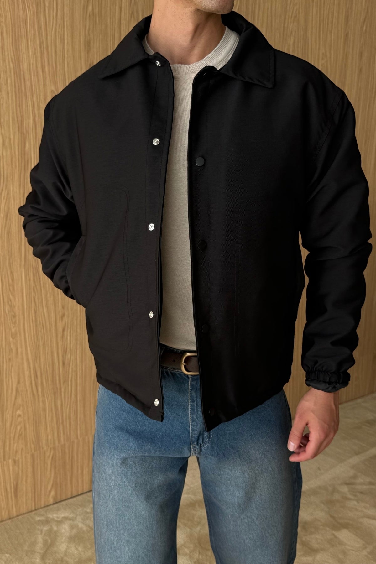 Kato Su Geçirmez Basic Oversize Çıtçıtlı Erkek İnce Mont