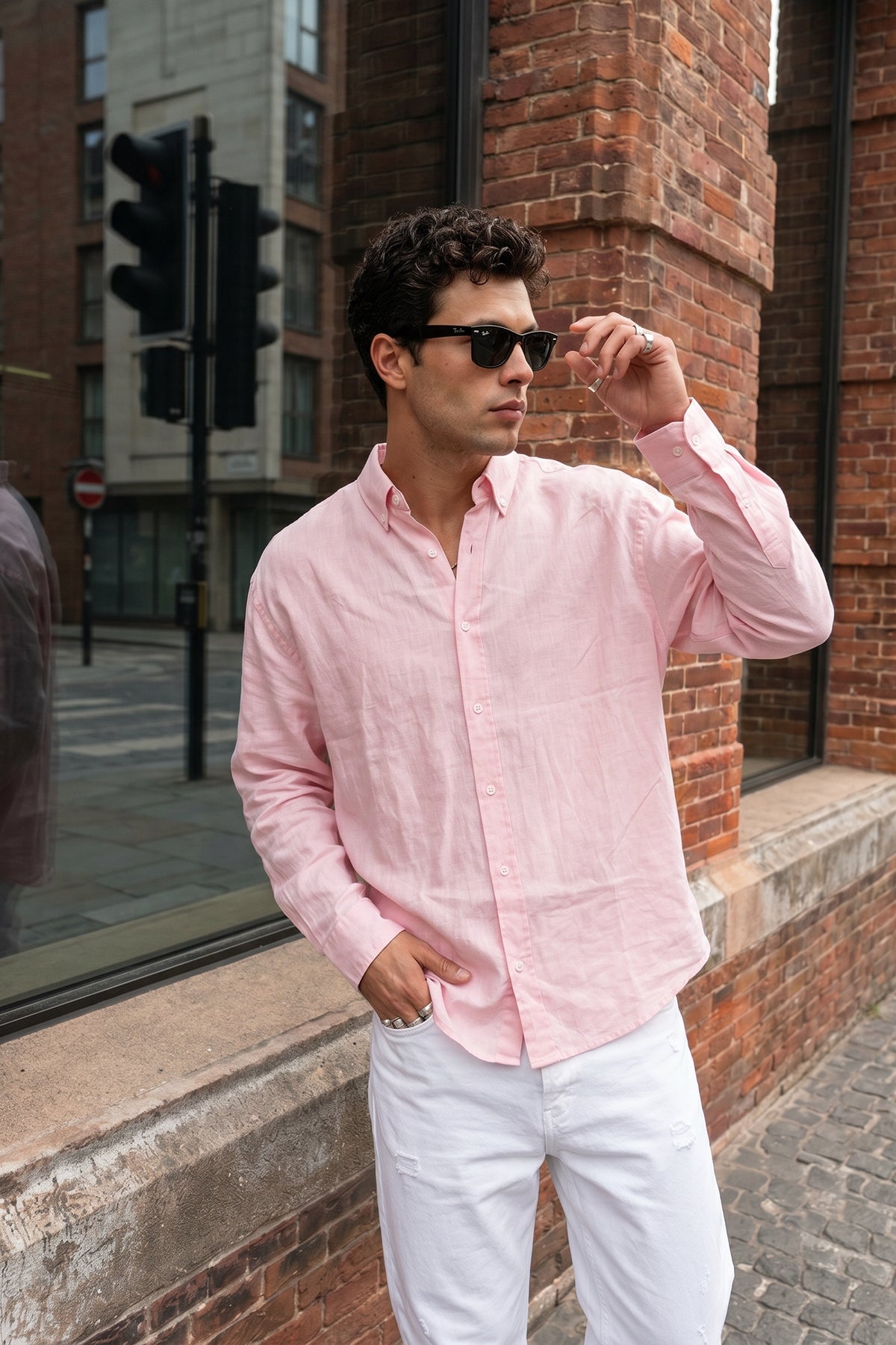Kora Premium %100 Pamuk Keten Oversize Erkek Düğmeli Yaka Gömlek