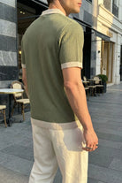 Köyten Regular Fit Erkek Kısa Kol Triko Polo Yaka Tişört Çizgili Dokulu - Livio Ferri