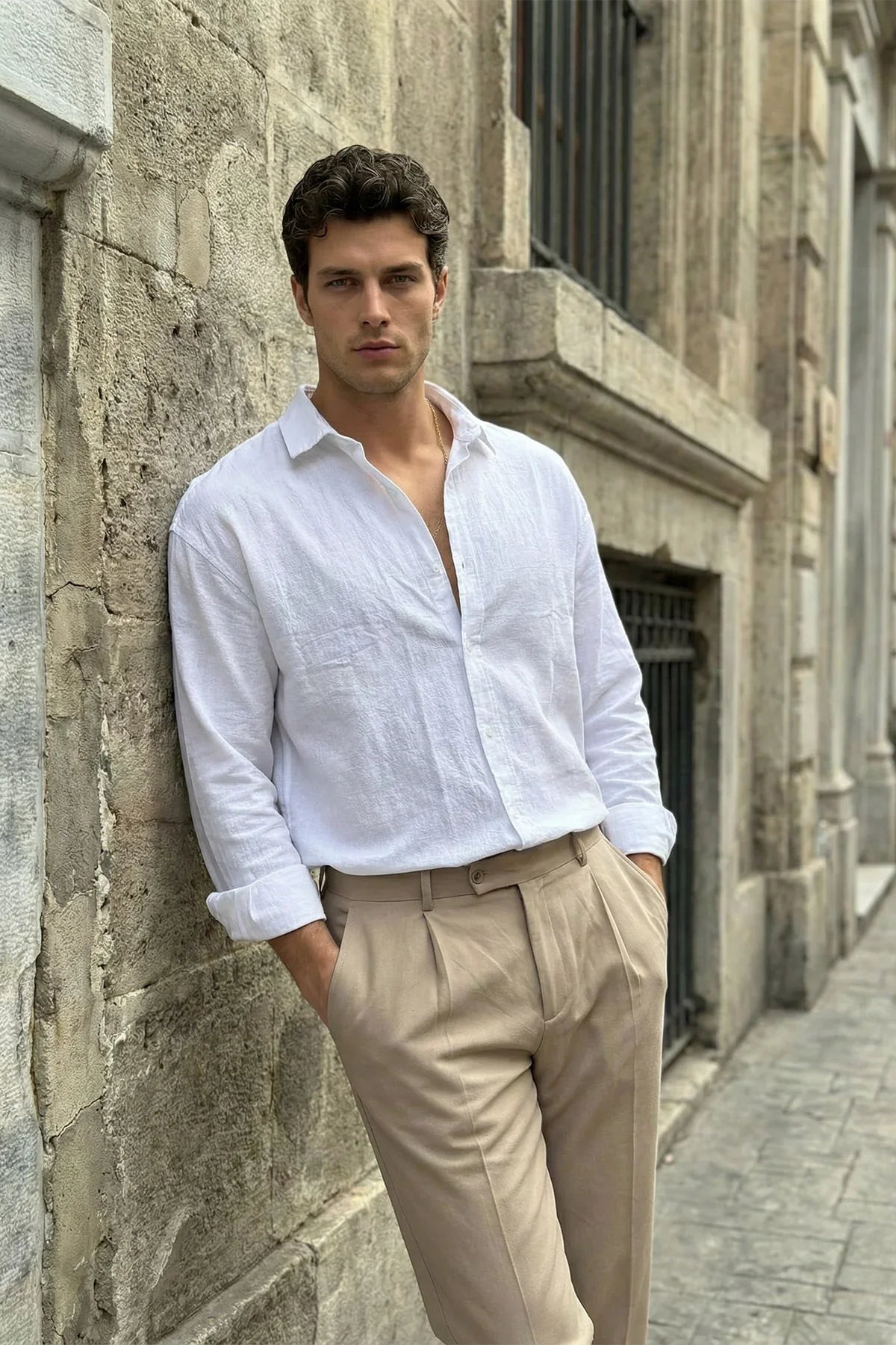 Kungi Premium Keten Görünümlü Pamuk Erkek Gömlek - Livio Ferri